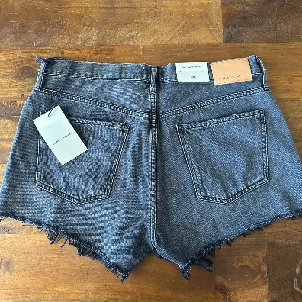 Citizens of Humanity Annabelle Gray black‎ wash Cut Off Denim Shorts size 29 NWT